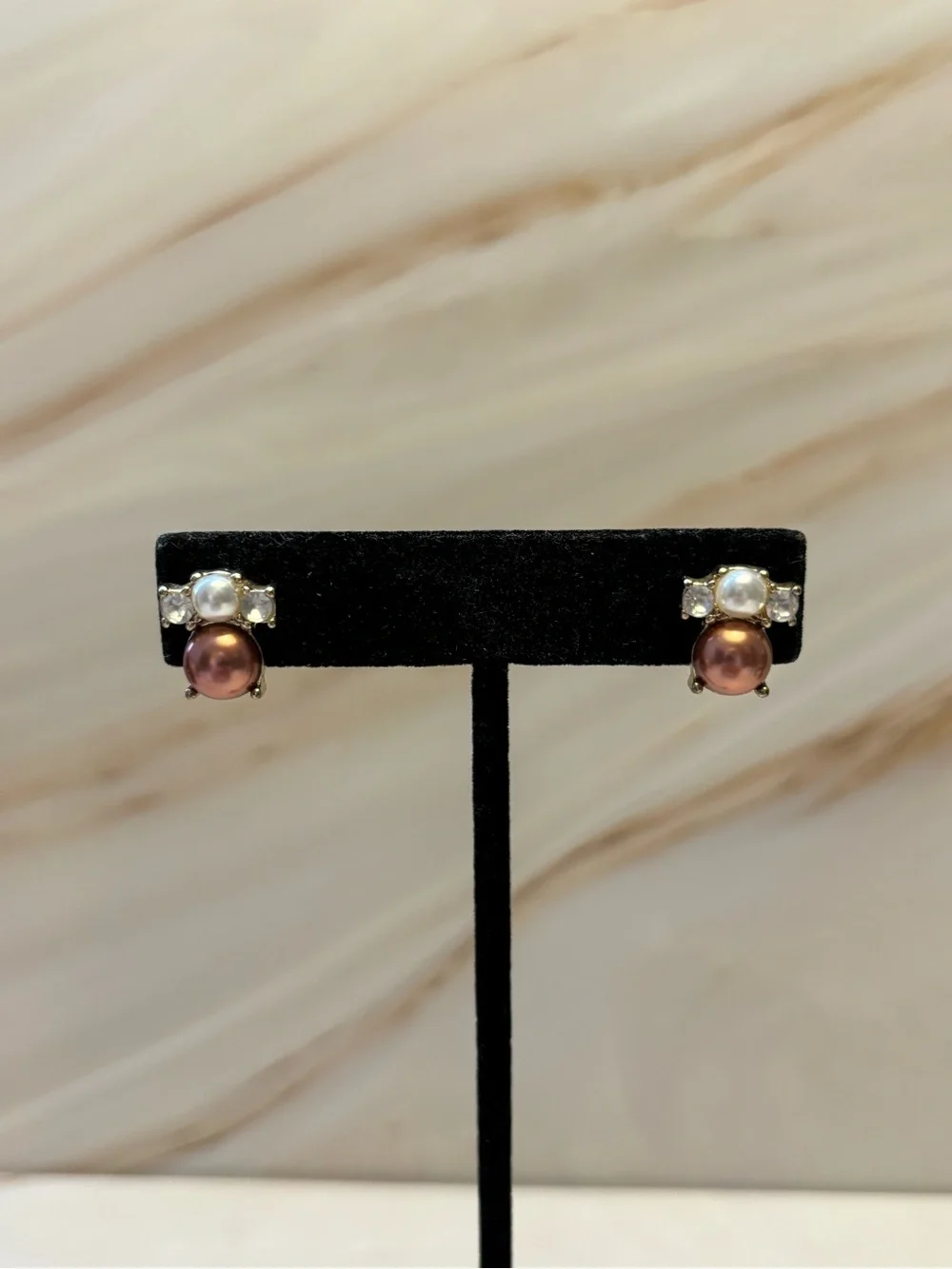 Kate Spade Gold-Tone Faux Pearl & Crystal Stud Earrings 1/2”